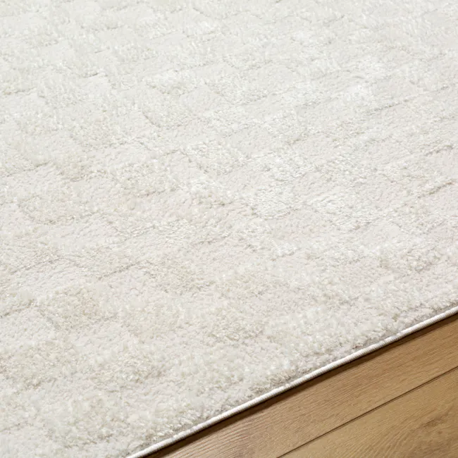 Adler Checkerboard Rug - Ivory (3 Sizes) - 2 - White, fluffy, textured, soft, luxurious, cozy, warm, inviting