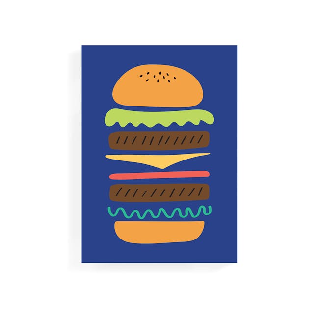Graphic Art Print on Stretched Canvas 50cm by 70cm - Burger - 0