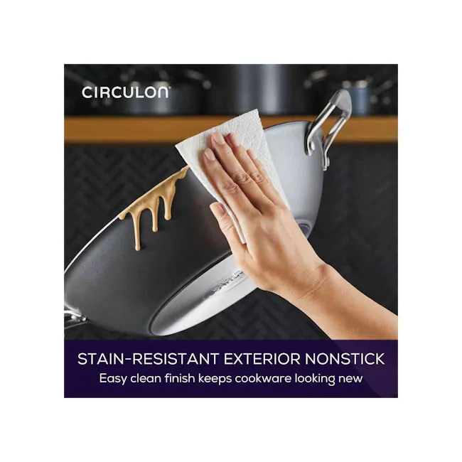 Circulon ScratchDefense A1 Covered Wok - 3 - Circulon stain-resistant exterior nonstick, easy clean finish, keeps cookware