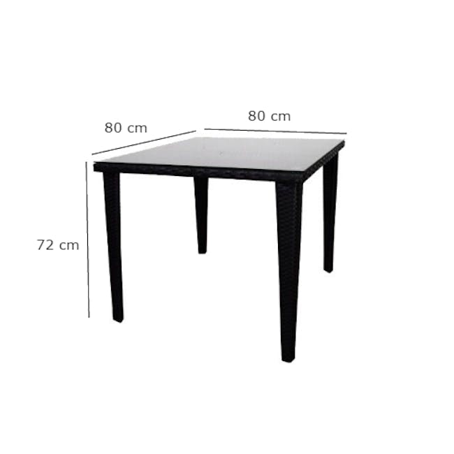 Palm Outdoor Dining Couple Set - Green - 8 - Table with black frame and white top, 80 cm height, 72 cm width, 4 legs, 80 cm