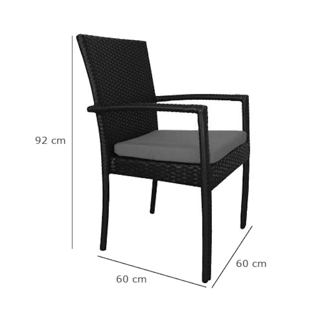 Palm Outdoor Dining Couple Set - Green - 9 - Wicker chair, 92 cm height, 60 cm seat, 60 cm backrest, black finish, sturdy