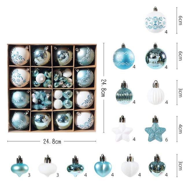 Orlo Christmas Balls 52pcs - White, Blue - 1
