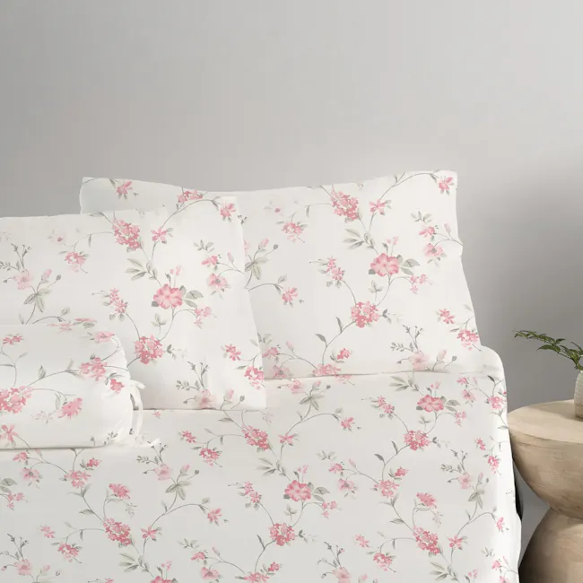 Robinsons Cool Bamboo Printed Fitted Sheet Set - Petal Dusk (4 Sizes) - 1