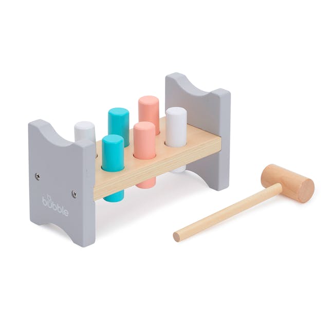 Bubble Wooden Hammer Bench - 2 - bubble, wooden toy, colorful cylinders, foam blocks, foam blocks set, foam blocks