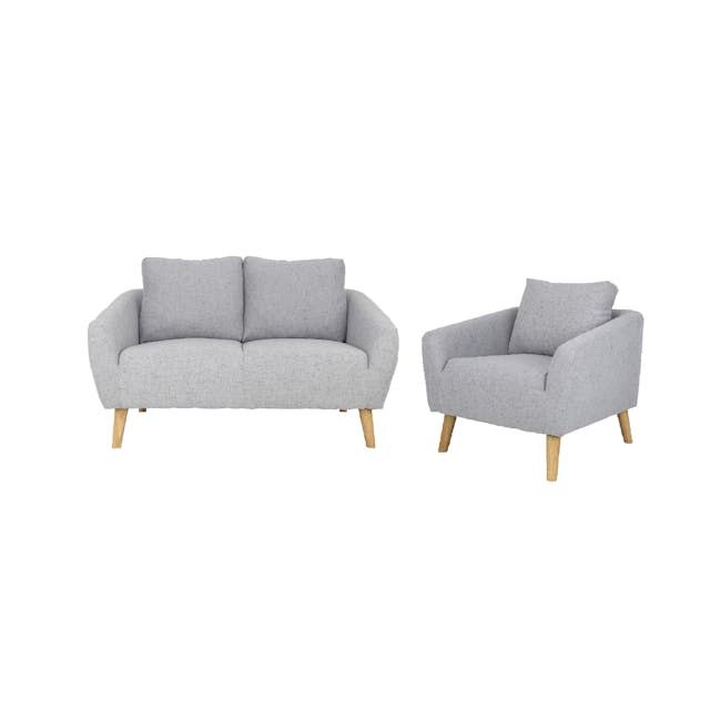 Hana 2 Seater Sofa with Hana Armchair - Light Grey - 0