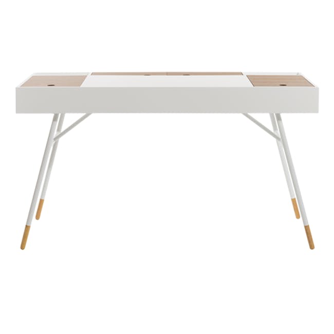 Morse Study Table 1.4m - White, Oak - 2