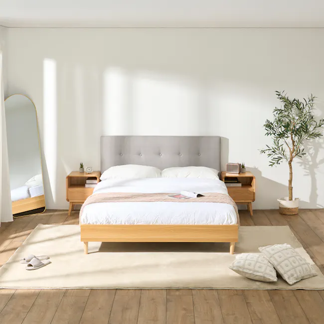(As-is) Landon Queen Bed - Natural, Light Grey - 6