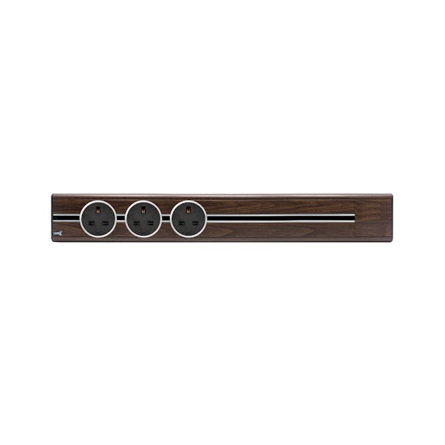 Line8 Power Track 600mm + 3 Adaptors Bundle - Brazillian Rosewood - 1 - Wooden panel, modern design, dual outlets, sleek