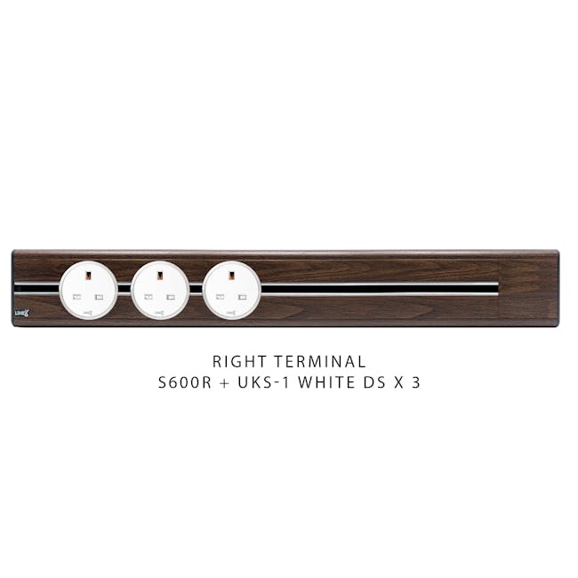 Line8 Power Track 600mm + 3 Adaptors Bundle - Brazillian Rosewood - 4 - Sleek, modern right terminal design, Wood-finished