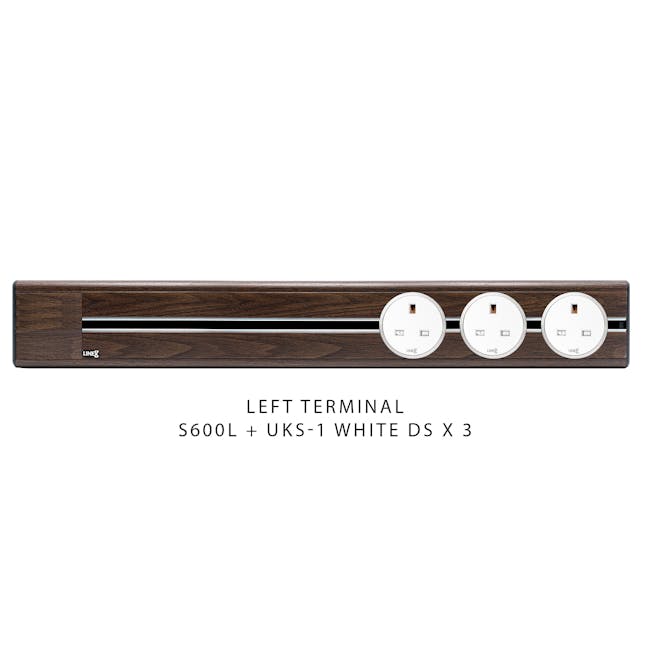 Line8 Power Track 600mm + 3 Adaptors Bundle - Brazillian Rosewood - 5 - Wooden sleek panel, left terminal design, UK-style