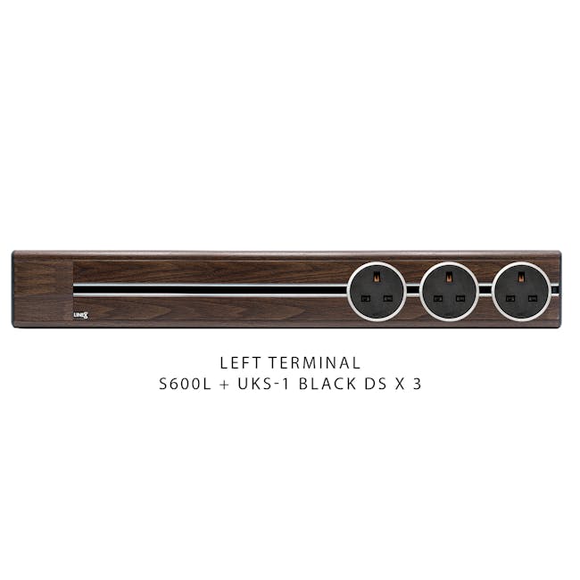 Line8 Power Track 600mm + 3 Adaptors Bundle - Brazillian Rosewood - 3 - Wooden sleek panel, left terminal design, UK-style