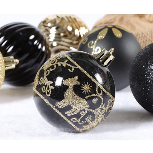Otto Christmas Balls 34pcs - Black, Gold - 4