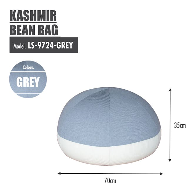 HOUZE Kashmir Bean Bag - Silver Grey (2 Sizes) - 5