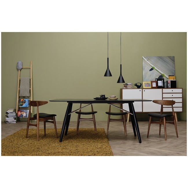 Hagen Dining Table 1.6m in Walnut with 4 Tricia Dining Chairs in Espresso - 10