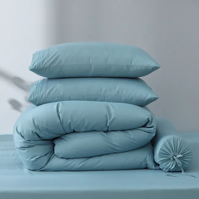 Robinsons Silky Soft Embroidered Microfibre Bed Set Core Collection - Misty Blue (4 Sizes) - 5