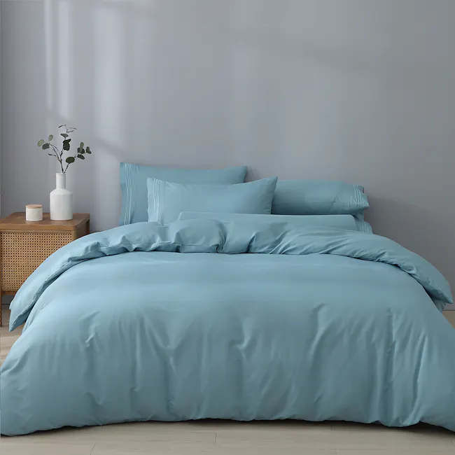 Robinsons Silky Soft Embroidered Microfibre Bed Set Core Collection - Misty Blue (4 Sizes) - 6