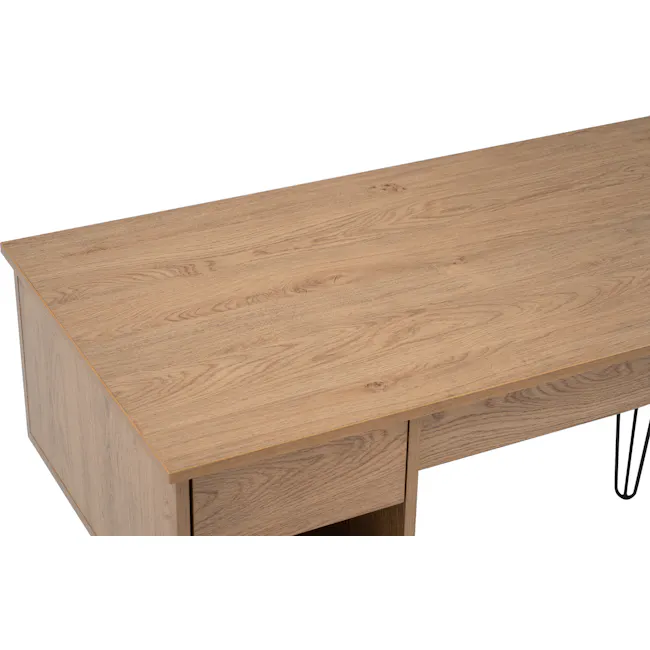 Sandra Study Table 1.2m - Oak - 8 - Wooden desk with natural grain texture, minimalist design, light brown finish, sleek