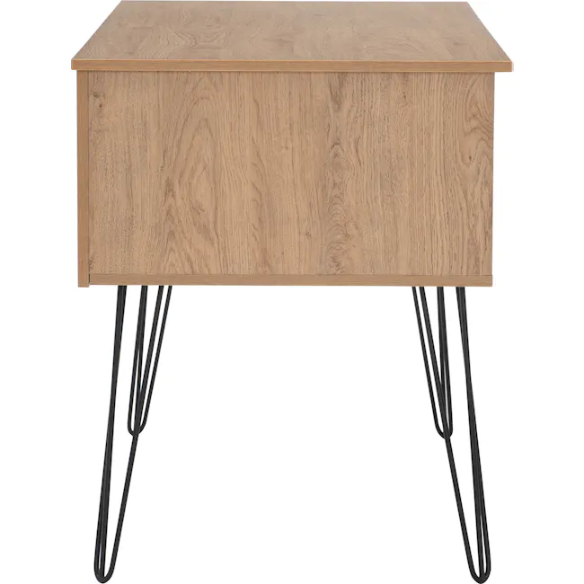 Sandra Study Table 1.2m - Oak - 10 - Wooden desk with natural grain, minimalist design, sleek black metal legs, rectangular