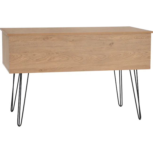 Sandra Study Table 1.2m - Oak - 6 - Wooden desk with natural grain, minimalist design, black metal legs, clean lines, modern