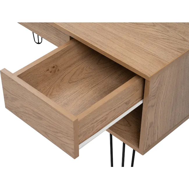 Sandra Study Table 1.2m - Oak - 9 - Wooden desk drawer, minimalist design, natural wood finish, open drawer, side table
