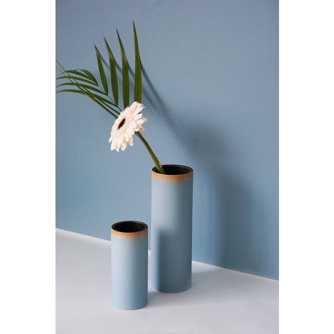 Tubular Short Vase 15 cm - Sky Blue - 3