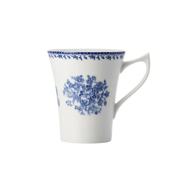 Luzerne Lancaster Garden Mug 383ml - Grey - 2 - White ceramic mug, blue floral design, intricate patterns, elegant artistry