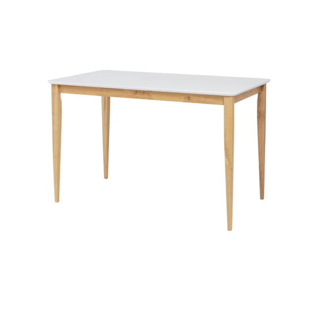 Charmant Dining Table 1.1m - Natural, White with 4 Oslo Chairs in Black - 1