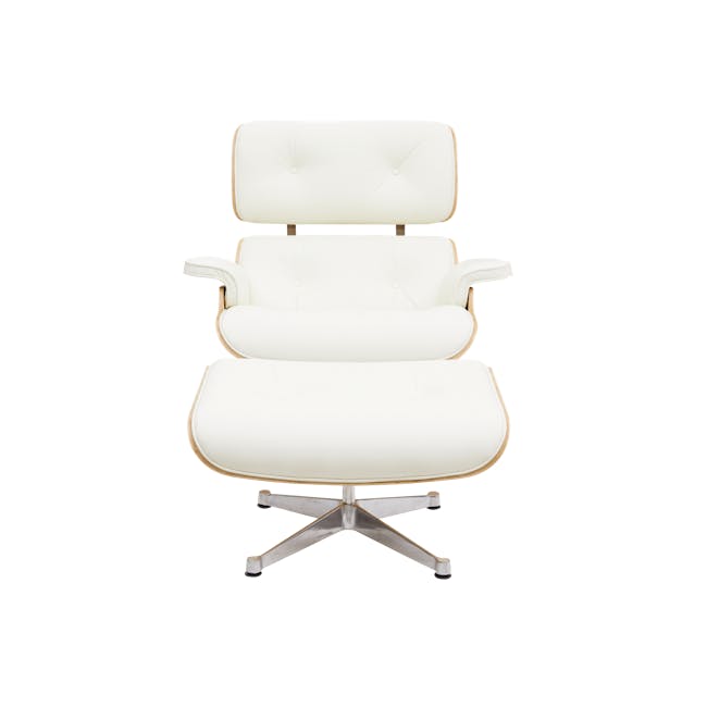 Abner Lounge Chair and Ottoman - White (Genuine Cowhide) - 6