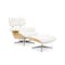 Abner Lounge Chair and Ottoman - White (Genuine Cowhide) - 0