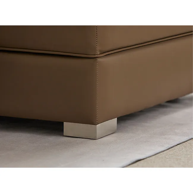 Paris 3 Seater Sofa with Ottoman - Brown (Faux Leather) - 11