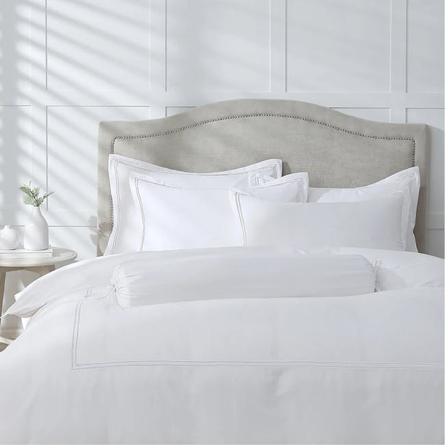 Robinsons Royale 1000TC Embroidered Bed Sheet Set Hotel Collection - White (King only) - 1