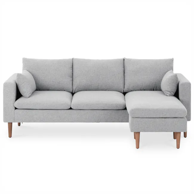 Alicia L-Shaped Sofa - Slate - 13 - Grey upholstered sofa, minimalist design, modern decor, light gray fabric, comfortable