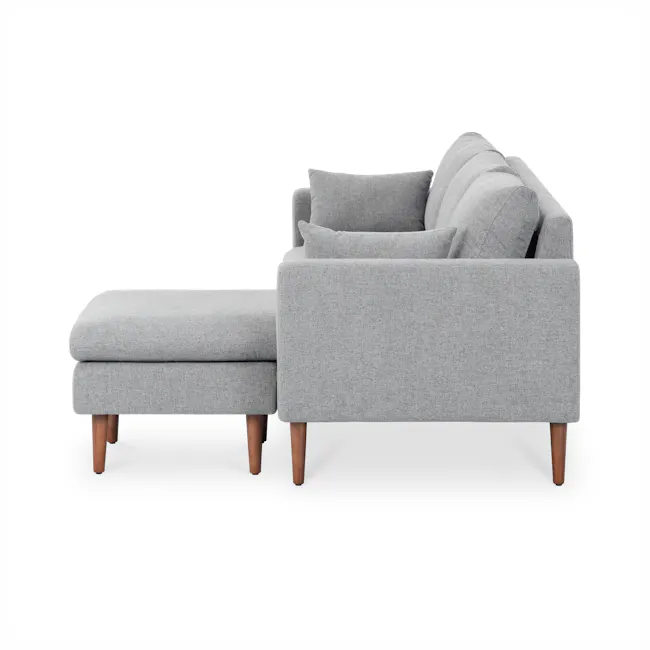 Alicia L-Shaped Sofa - Slate - 8 - Grey upholstered sofa, wooden legs, minimalist design, modern decor, comfortable seating