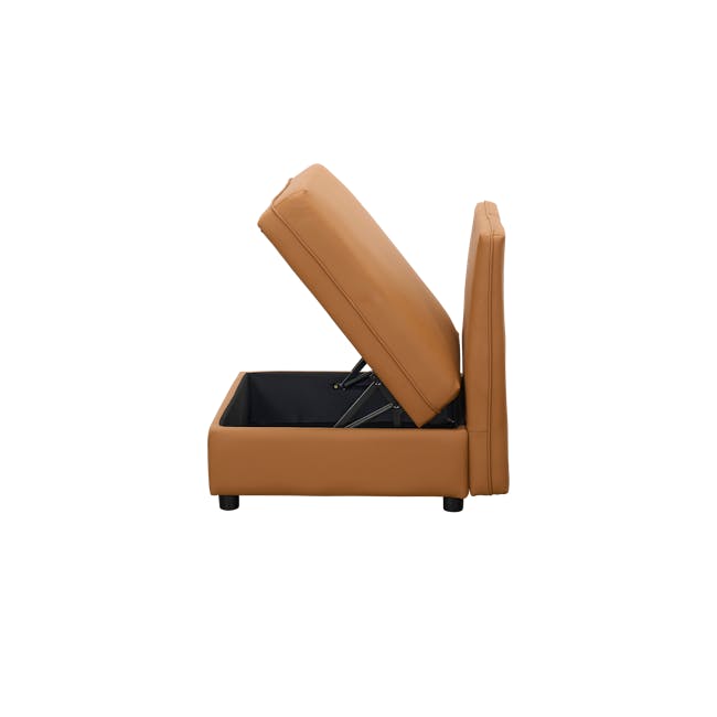 Cameron 4 Seater Storage Sofa - Tan (Pet Friendly) - 23 - Bent-over chair, tan leather upholstery, black cushion, adjustable