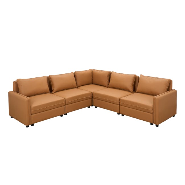 Cameron Large Corner Storage Sofa - Tan (Pet Friendly) - 1 - Lime green leather sofa, modern design, brown leather