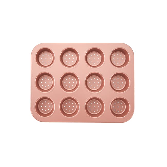 Wiltshire Rose Gold Perforated Mini Quiche & Tart Pan 12 Cup - 0
