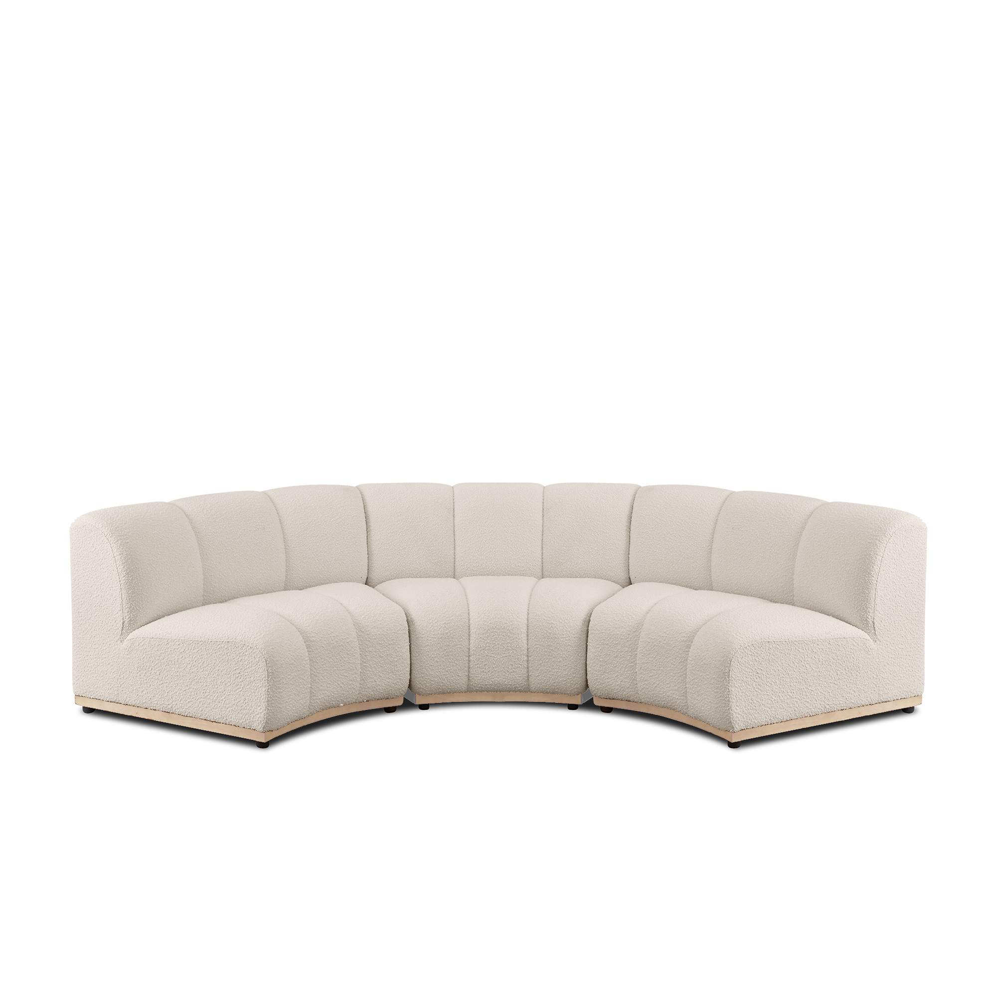 Cosmo Curve 3 Seater Sofa - Oak, White Boucle (Eco Clean Fabric) - Image 1