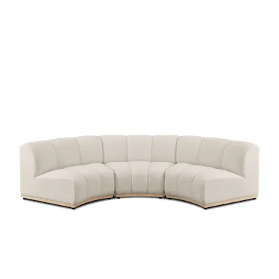 Cosmo Curve 3 Seater Sofa - Oak, White Boucle (Eco Clean Fabric)