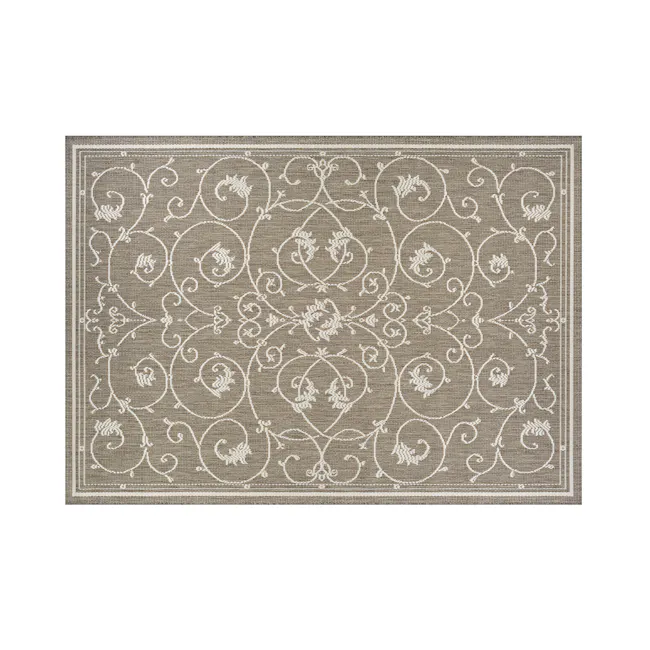 Veranda Flatwoven Rug - Champagne Taupe (3 Sizes) - 1 - Patterned rug, intricate design, ornate borders, vintage style