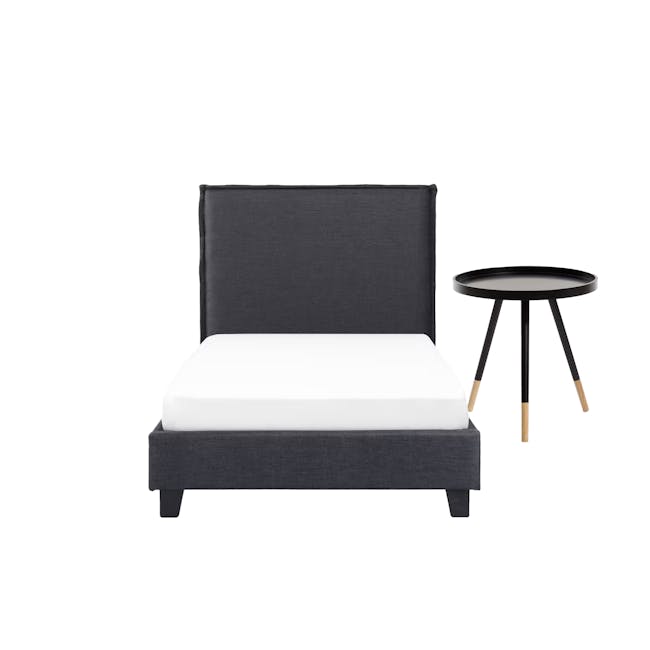 Hank Single Bed in Hailstorm with 1 Innis Side Table in Black, Natural - 0