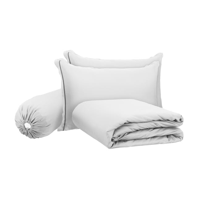 Erin Bamboo Duvet Cover 4-pc Set - Cloudy White (4 sizes) - 0