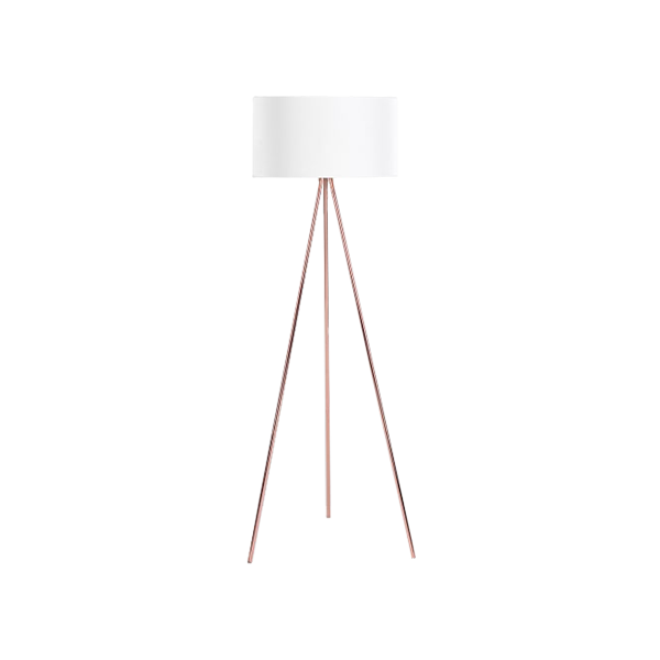 white and copper floor lamp