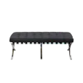 Benton 2 Seater Ottoman - Black (Genuine Cowhide)