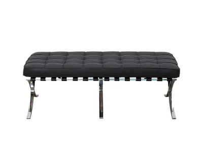 Benton 2 Seater Ottoman - Black (Genuine Cowhide)