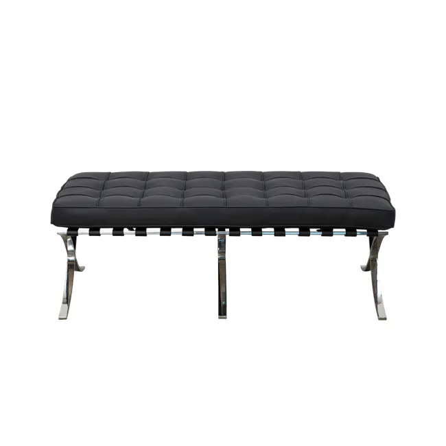 Benton 2 Seater Ottoman - Black (Genuine Cowhide) - 1