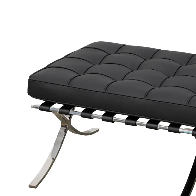Benton 2 Seater Ottoman - Black (Genuine Cowhide) - 15