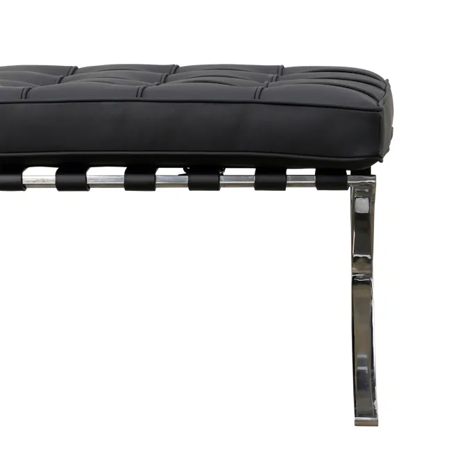 Benton 2 Seater Ottoman - Black (Genuine Cowhide) - 12