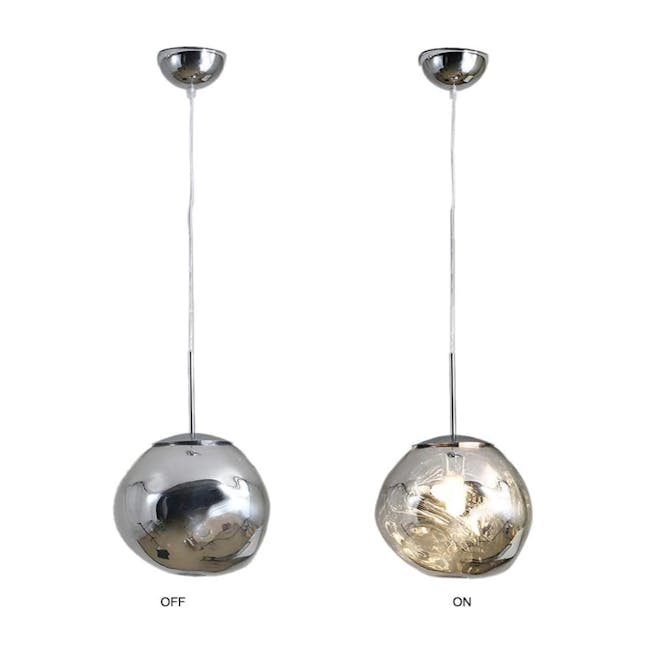 Enoch Pendant Lamp - Gold - 5 - silver ball, metallic, reflective surface, suspended, transparent, spherical, inverted
