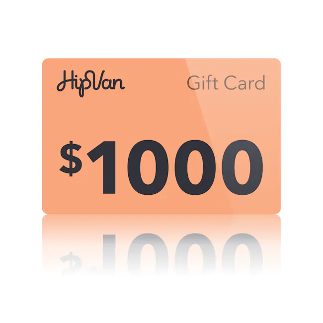 $1000 eGift Card - 1 - Gift card, $1000, HipVan, orange background, monetary value, promotional offer, high-end gift, luxury