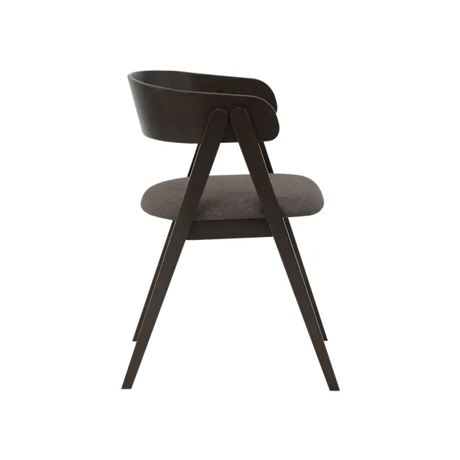 Melda Dining Armchair - Chestnut - 3 - Modern minimalist chair, dark wood finish, sleek design, ergonomic cushion